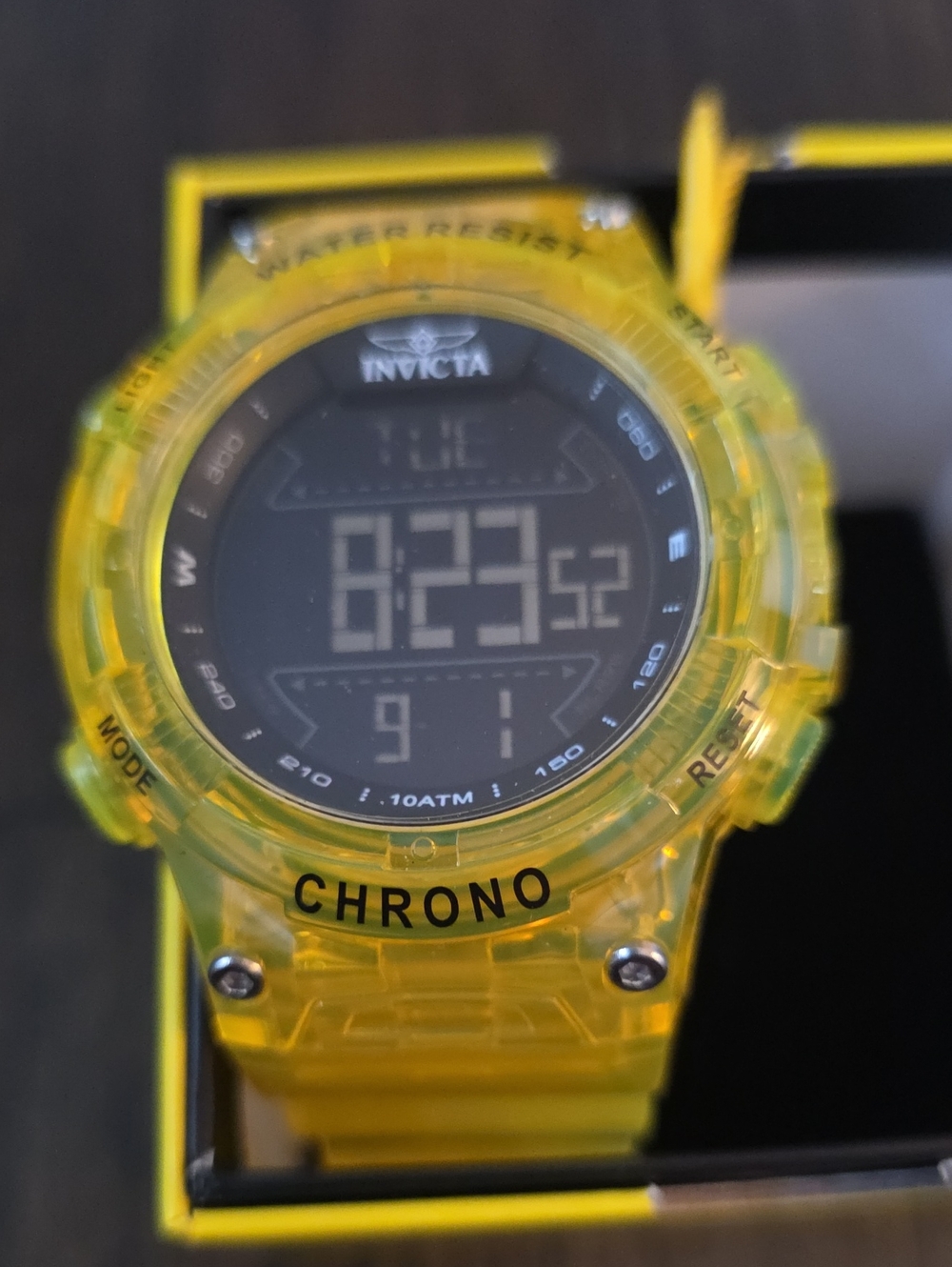 580.  Invicta Racing Burnout Digital Men's Watch - 52mm. Transparent. Yellow